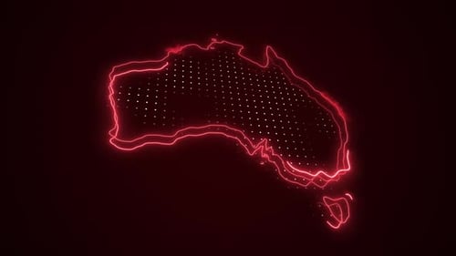 Neon Futuristic Australia Map Outline Animation