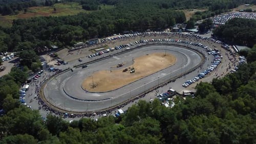 orbit of empty racetrack before a race