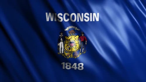 Animated Wisconsin State Flag with Realistic Fabric Movement