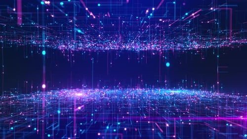 Futuristic Technology Network Data Flow Loop Background
