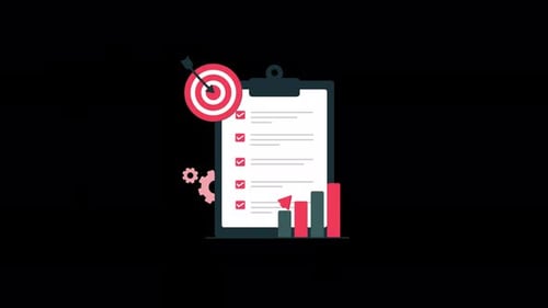 Flat Design Corporate Goals and Progress Checklist Animation