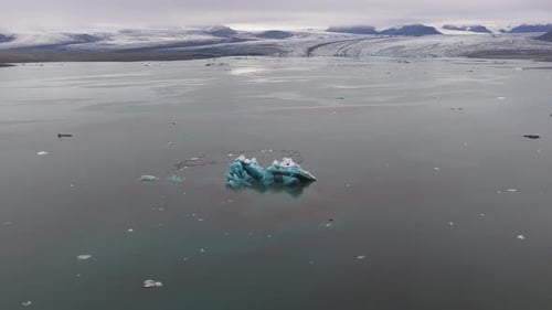 Aerial view of Jokulsarlon Glacier Lagoon, Iceland.