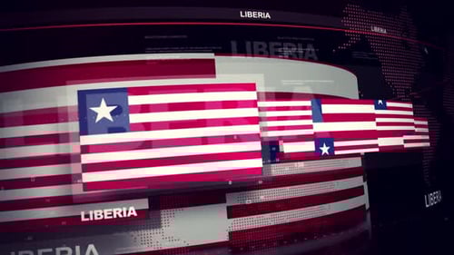 Liberia Flag Animated Digital Corporate News Background
