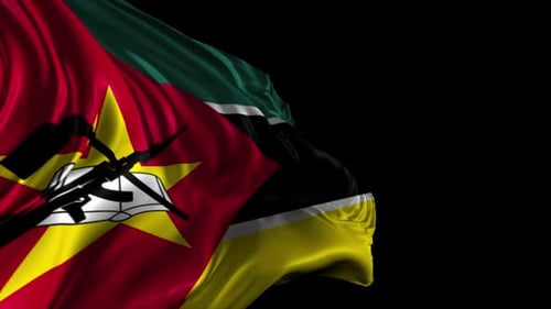 Mozambique National Flag Realistic Waving Animation