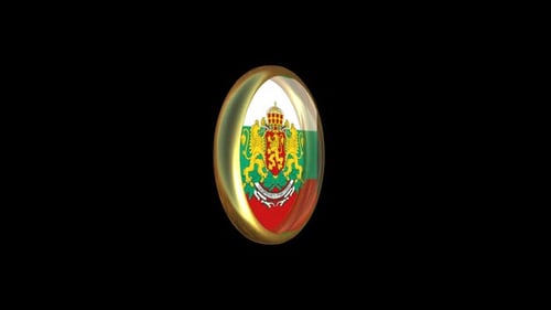 Bulgarian National Emblem Gold 3D Rotating Circular Animation