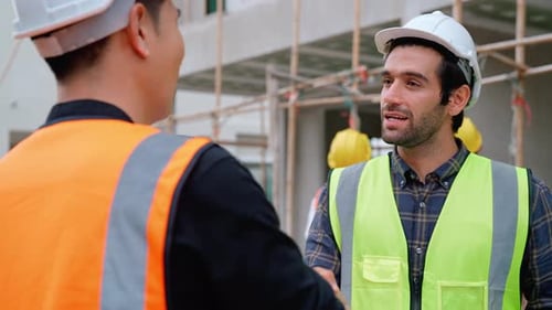 footage of construction worker concept engineer, foreman, civil, worker working construction site.