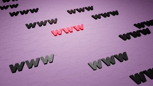 WWW symbols sign on purple background 3d render. Hypertext transfer protocol secure web 3