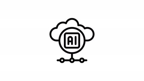 AI cloud line icon animation