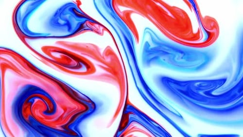 Abstract Swirling Red, White, and Blue Paint