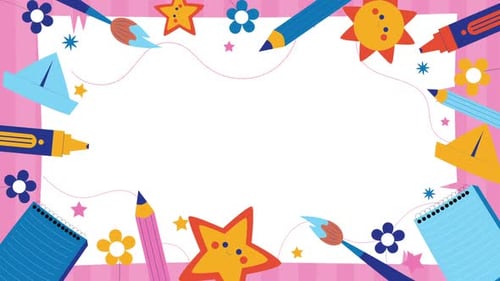 Colorful Flat Design Kids Education Frame Animation