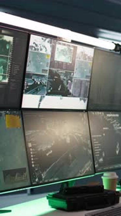 Vertical Video High Tech Armed Forces Headquarters Used for Tracking Rockets
