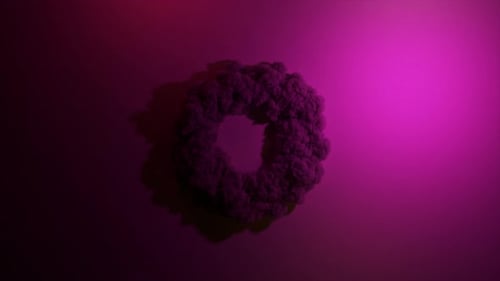 3D Animation of Abstract Art with an Explosive Smoke Structure with Flashing Neon Light