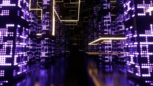 Yellow And Purple Road To Neon Cyber City Background Vj Loop In 4K