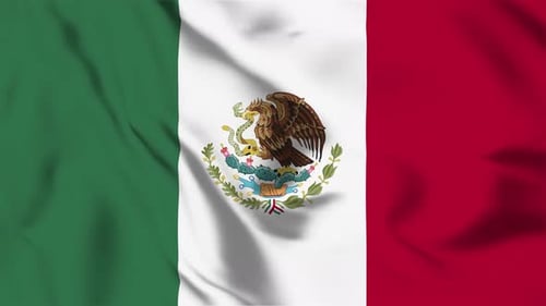 Realistic Waving Mexican Flag Seamless Loop Animation
