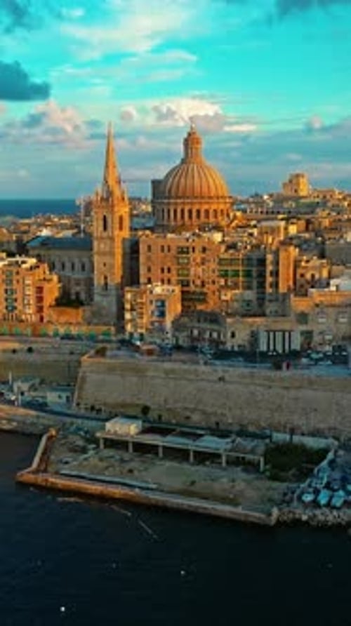 Aerial View of Valletta the Capital City of Malta