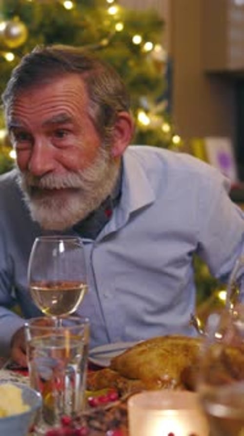 Senior man enjoying Christmas dinner at home