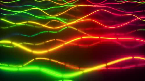 Dynamic Glowing Wavy Neon Lines Abstract Background Animation
