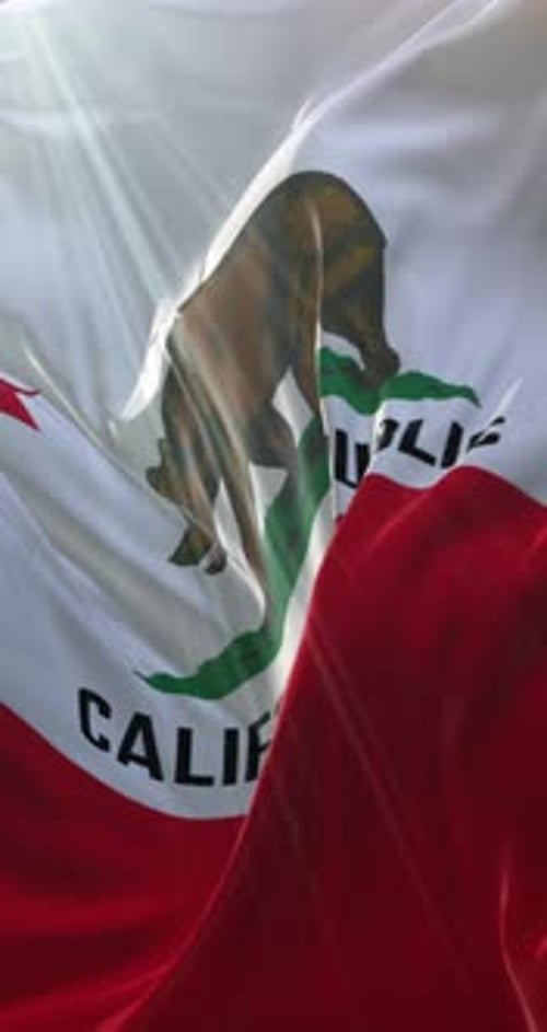 Realistic California Republic Flag Waving Animation with Sunlight