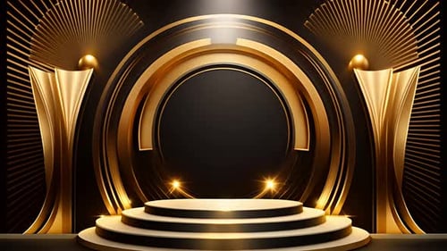 Golden Awards Stage Backdrop for Corporate Event Presentations