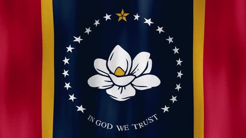 Waving Mississippi State Flag Animation Loop
