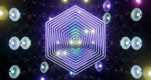 Abstract Neon Hexagon Tunnel VJ Loop Background
