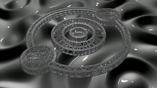 Futuristic Abstract Rotating Geometric Structure Background Loop