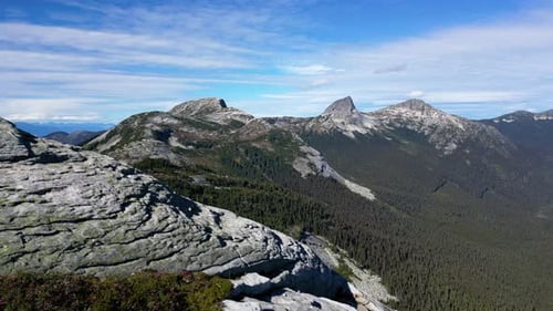 Majestic Mountain Peaks and Evergreen Forests in British Columbia, Canada