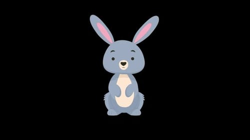 Cartoon Rabbit Animation in Loop With Alpha Channel