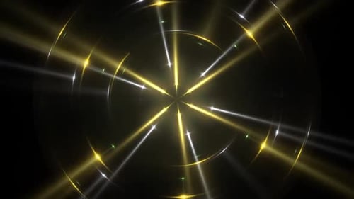 Shining Golden Light Rays Rotating Abstract Background