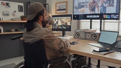 Editor Using Computer in Modern Workspace