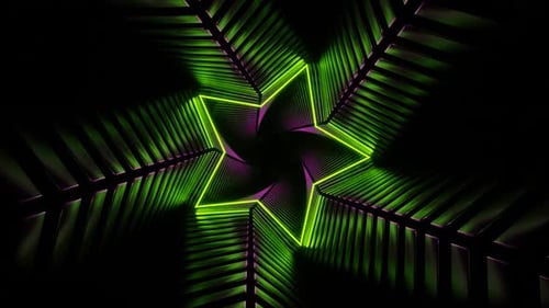 Green And Pink Star Spiral Tunnel Background Vj Loop In HD