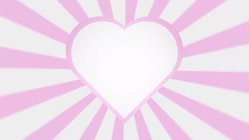 Beating pink and white heart with rays pop art cartoon loop animation