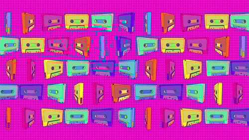 Retro Illustrated Spinning Cassettes Loop