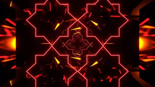 Red And Orange Dynamic Bright Geometric Kaleidoscope Background Vj Loop In 4K