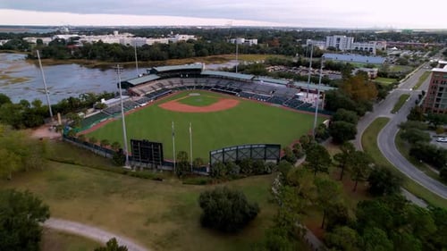 aerial charleston riverdog stadium in charleston sc, south carolina