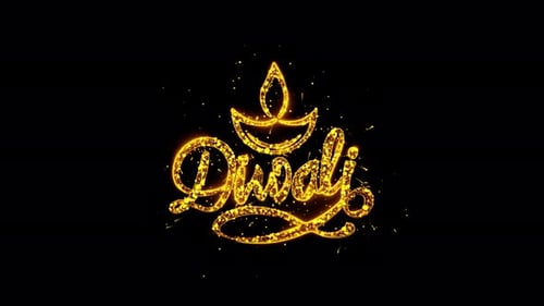 Happy Diwali Greeting Luxury Text Golden Sparks Shiny Fireworks Celebrations Sparkles Particles
