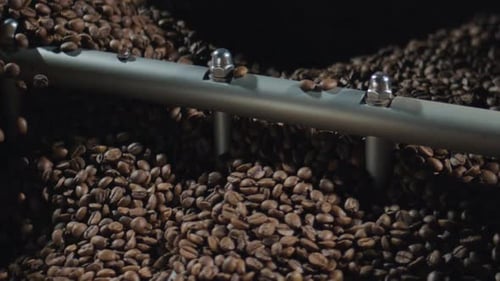 Roasting Coffee Beans Tumble in Production