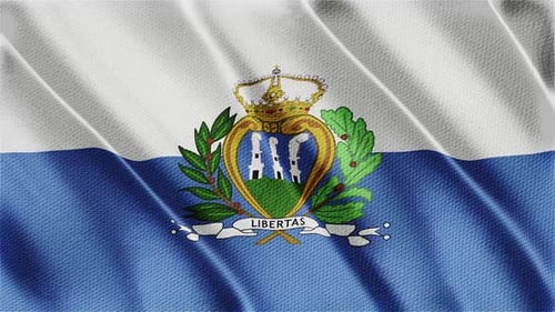 Animated Waving Flag of San Marino with Realistic Texture