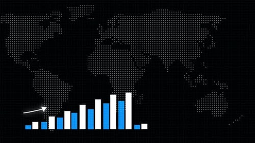 Animated Global Growth Bar Chart with Dotted World Map Background