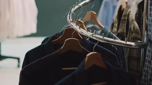 Empty Clothes Market Filled with Racks and Hangers