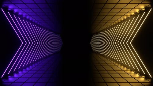 Purple And Yellow Neon Signs Room Background Vj Loop l 4K