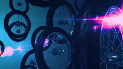 Dynamic 3D Spinning Wheels and Tires Loop Background