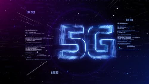 Glowing 5G Logo with Abstract Technology Background