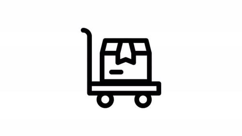 Animated Hand Truck with Box Icon Transporting Package Rotation