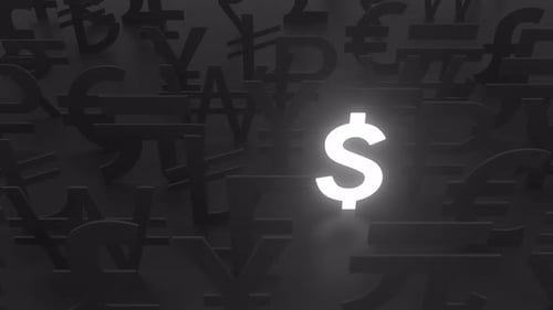 Glowing Dollar Sign Highlighted Among Global Currency Symbols