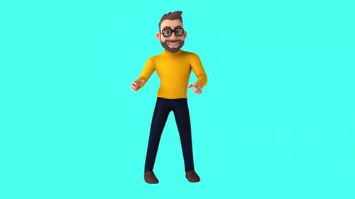 Fun 3D cartoon casual character dancing (with alpha channel)