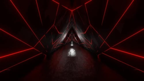 Fondo de túnel de neón triangular gris y rojo Vj Loop en HD