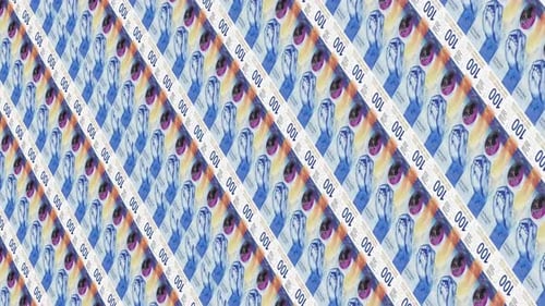 Printing money Swiss Franc. CHF paper money banknotes background