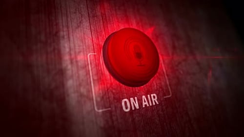 Die On-Air-Symbolleuchte blinkt an der Bedienfeldlampe aus Metall