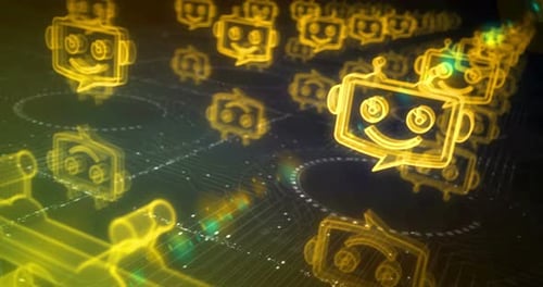 Chatbot ai online assistant support symbols loop cyber concept